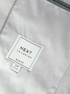 Neutral Slim Fit Textured Suit Jacket