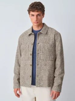 Neutral Smart Check Jacket with Wool