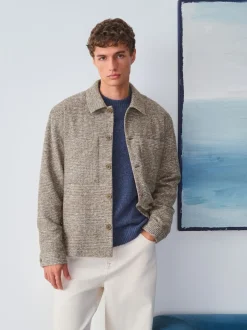 Neutral Smart Check Jacket with Wool
