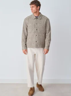 Neutral Smart Check Jacket with Wool