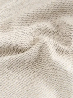 Neutral Standard Collar Cotton Linen Blend Short Sleeve Shirt