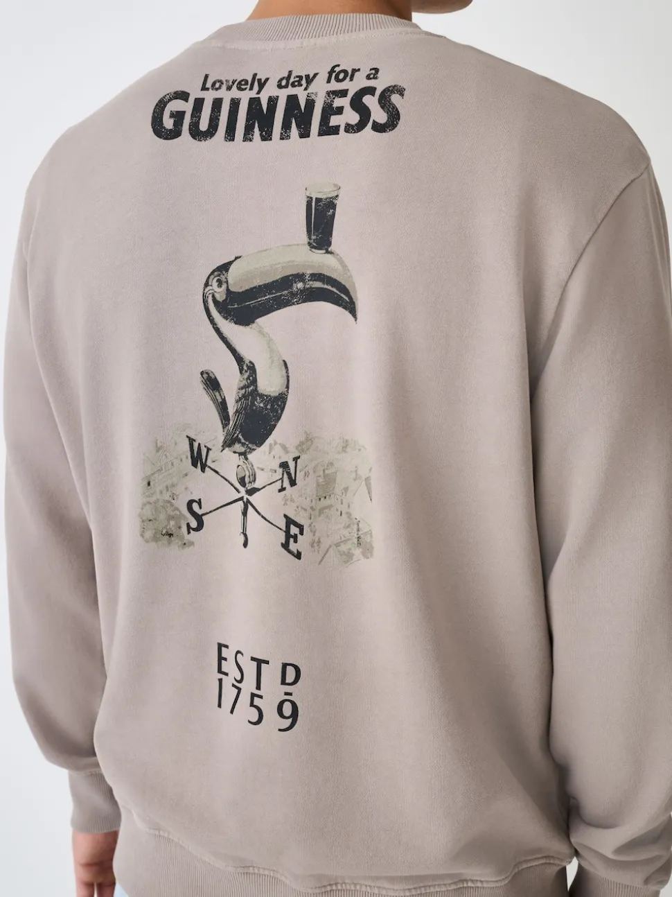 Neutral Stone Guinness Licence Graphic Crew Sweatshirt