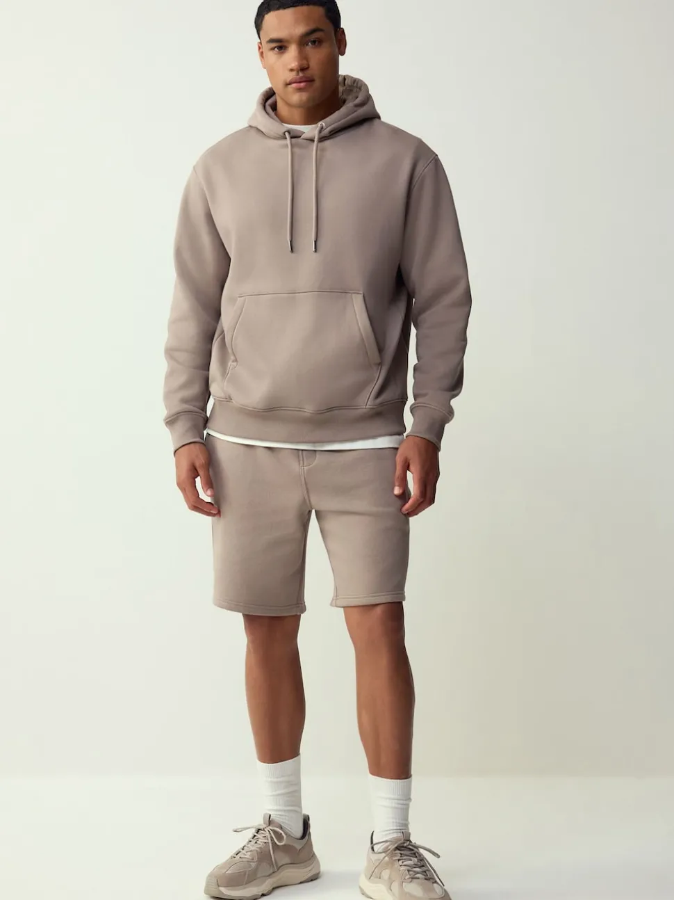 Neutral Stone Regular Fit Heavyweight Cotton Rich Jersey Hoodie