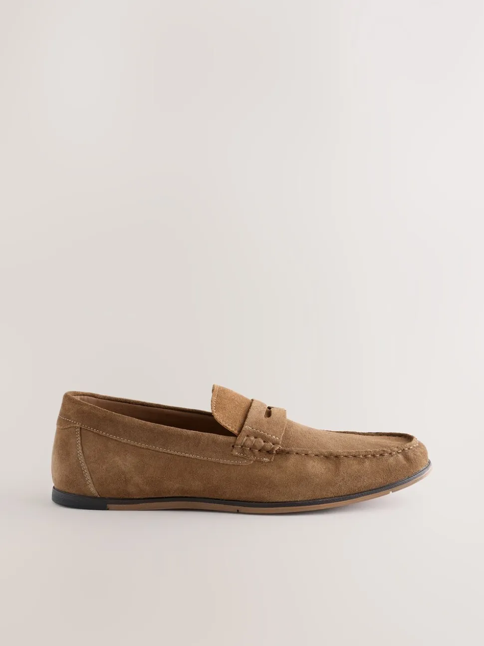 Neutral Suede Slim Loafers