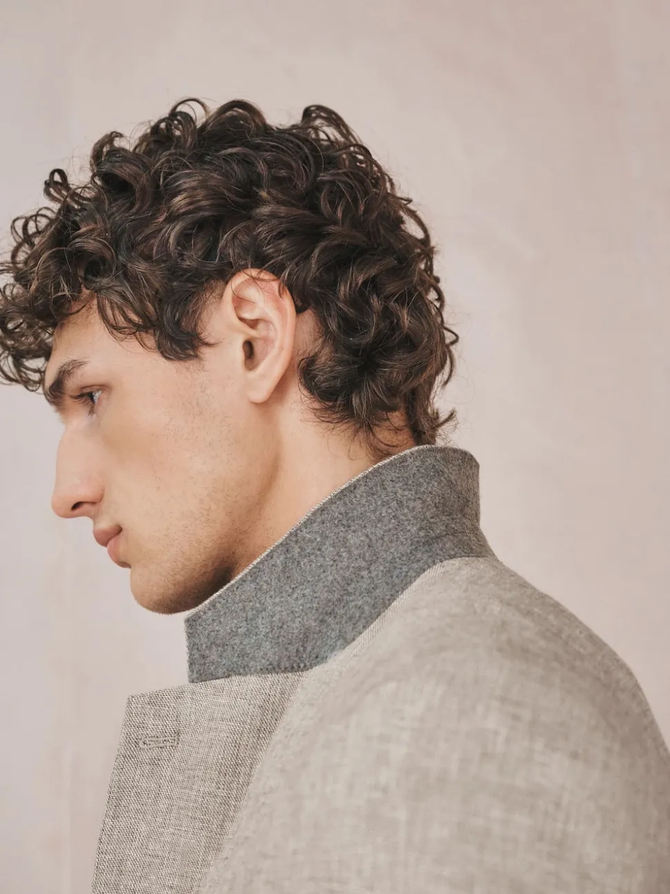 Neutral Tailored Fit Linen Blend Texture Suit Jacket
