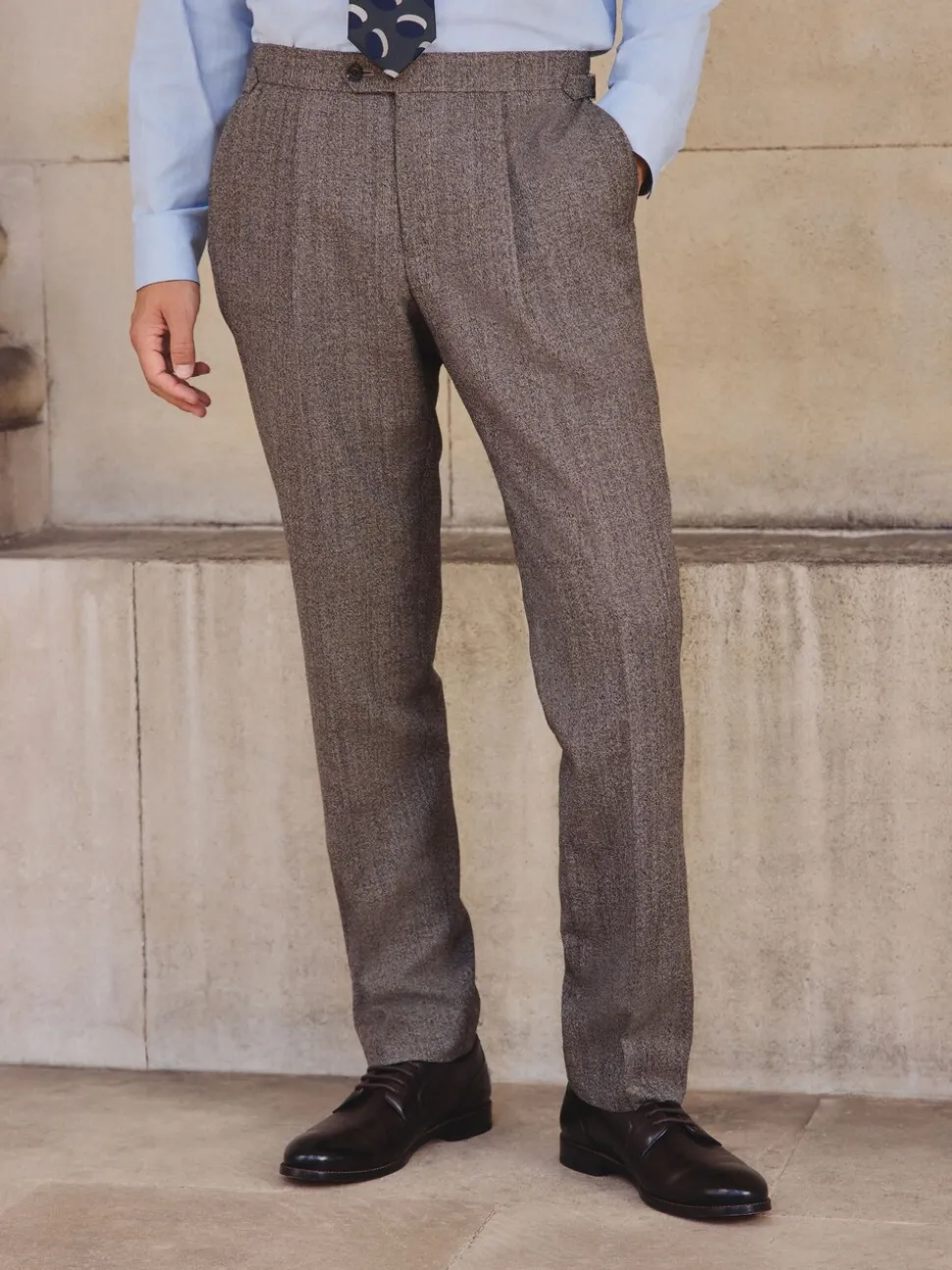 Neutral Tailored Fit Merino Wool Blend Suit Trousers