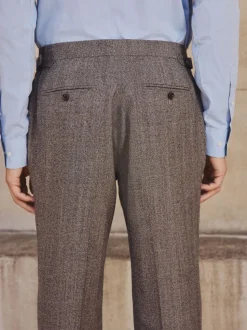 Neutral Tailored Fit Merino Wool Blend Suit Trousers