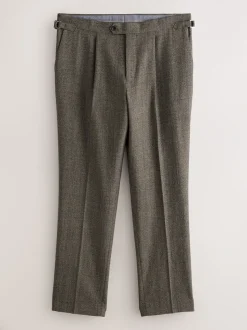 Neutral Tailored Fit Merino Wool Blend Suit Trousers