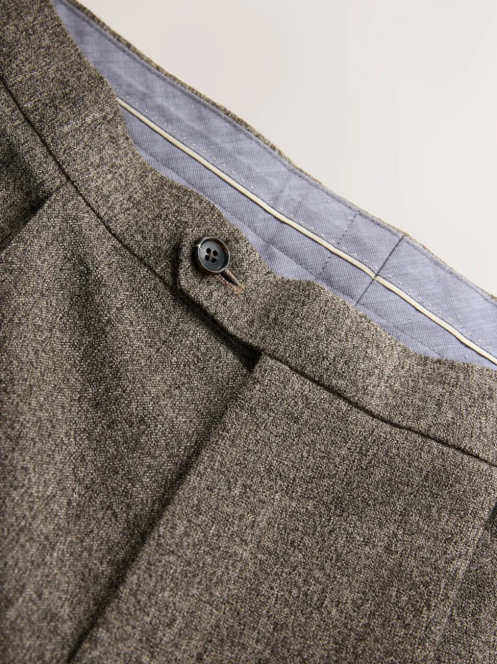 Neutral Tailored Fit Merino Wool Blend Suit Trousers