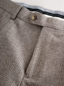 Neutral Tailored Fit Signature Marzotto 100% Italian Wool Check Suit Trousers