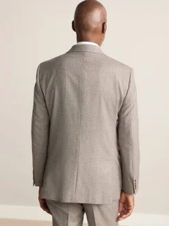 Neutral Tailored Fit Signature Marzotto 100% Italian Wool Check Suit Jacket