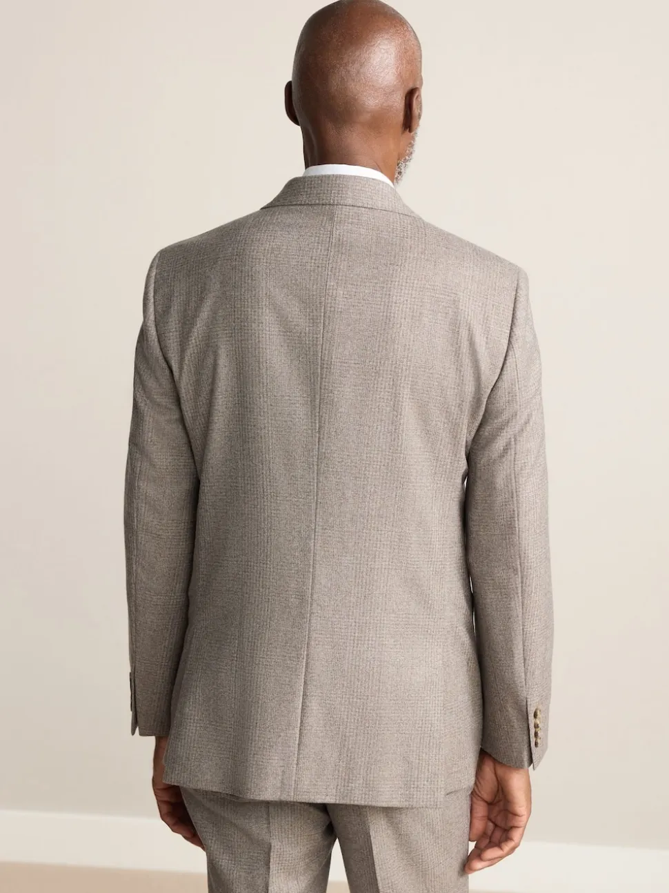 Neutral Tailored Fit Signature Marzotto 100% Italian Wool Check Suit Jacket