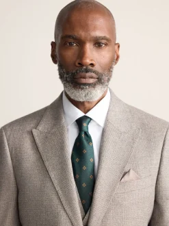 Neutral Tailored Fit Signature Marzotto 100% Italian Wool Check Suit Jacket