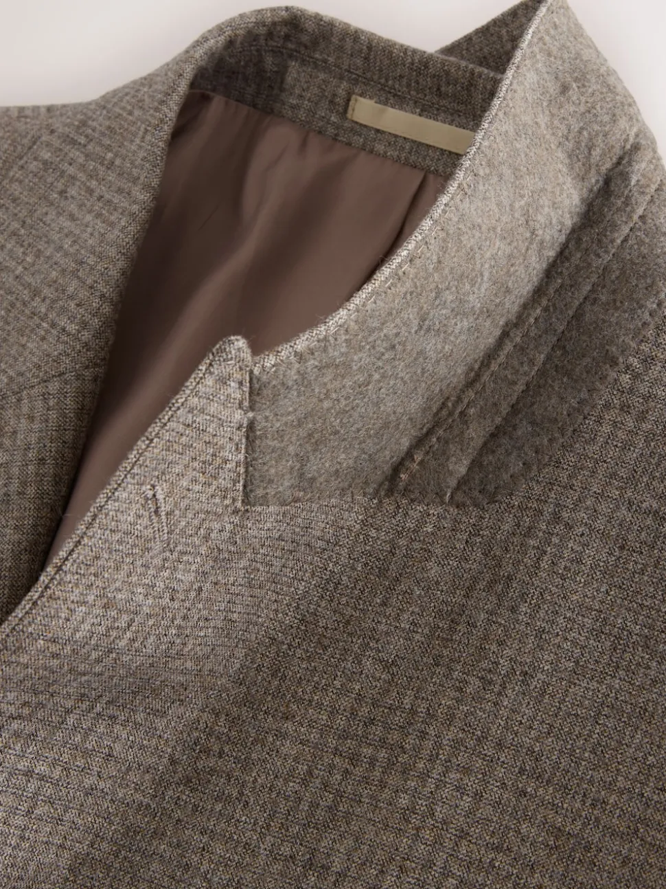 Neutral Tailored Fit Signature Marzotto 100% Italian Wool Check Suit Jacket