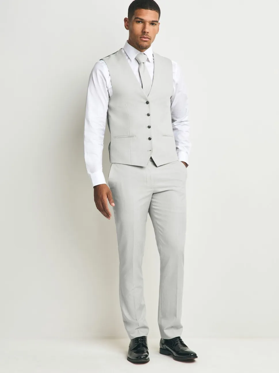 Neutral Textured Suit Waistcoat