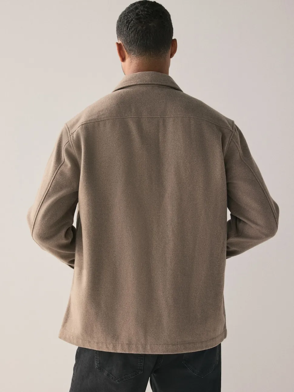 Neutral Twin Pocket Shacket Overshirt with Wool