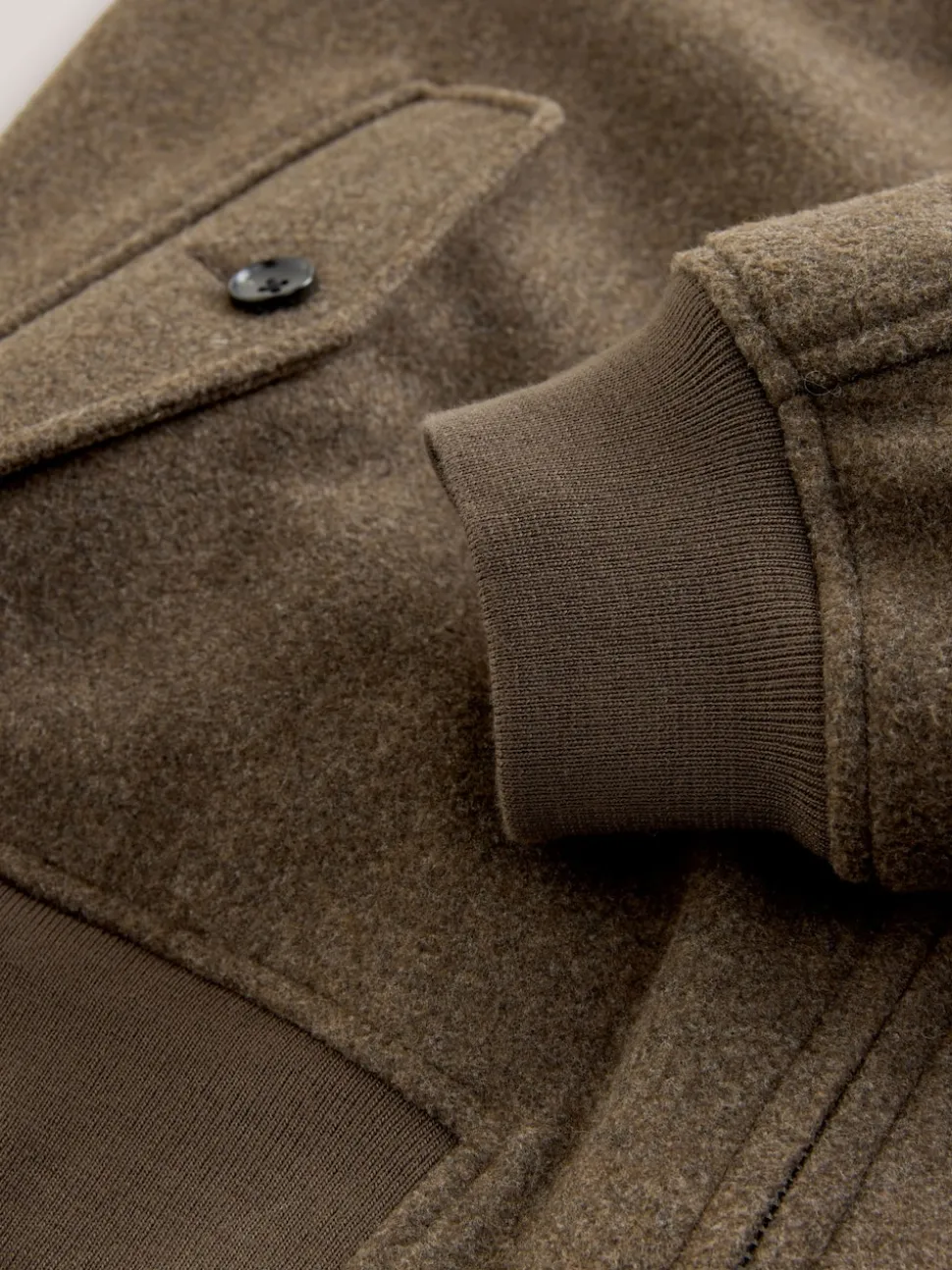 Neutral Wool Look Borg Lined Harrington Jacket