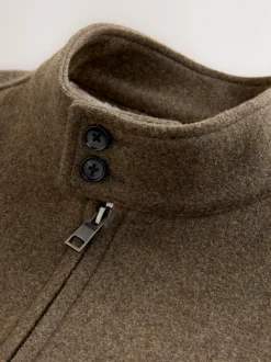 Neutral Wool Look Borg Lined Harrington Jacket