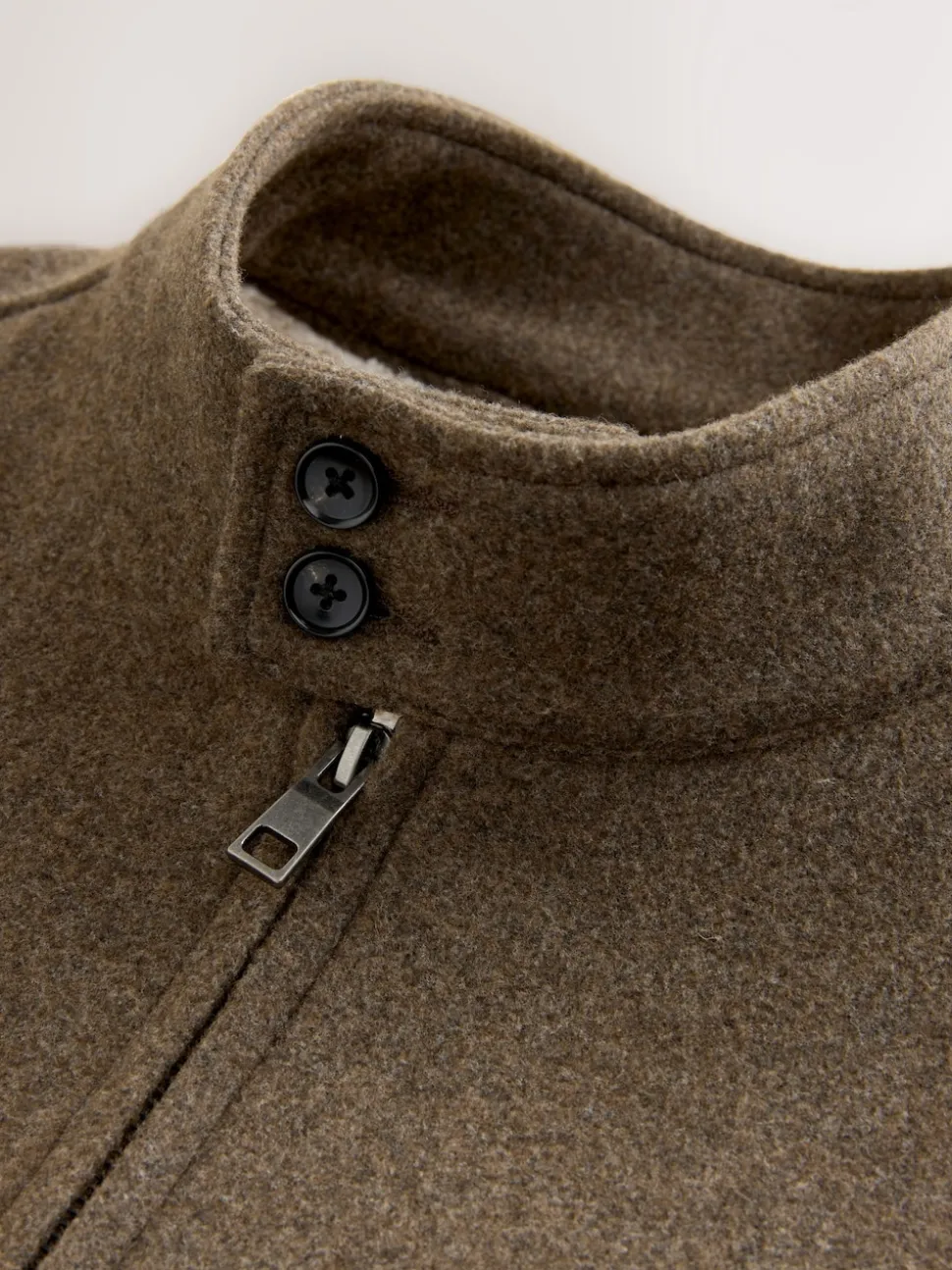 Neutral Wool Look Borg Lined Harrington Jacket