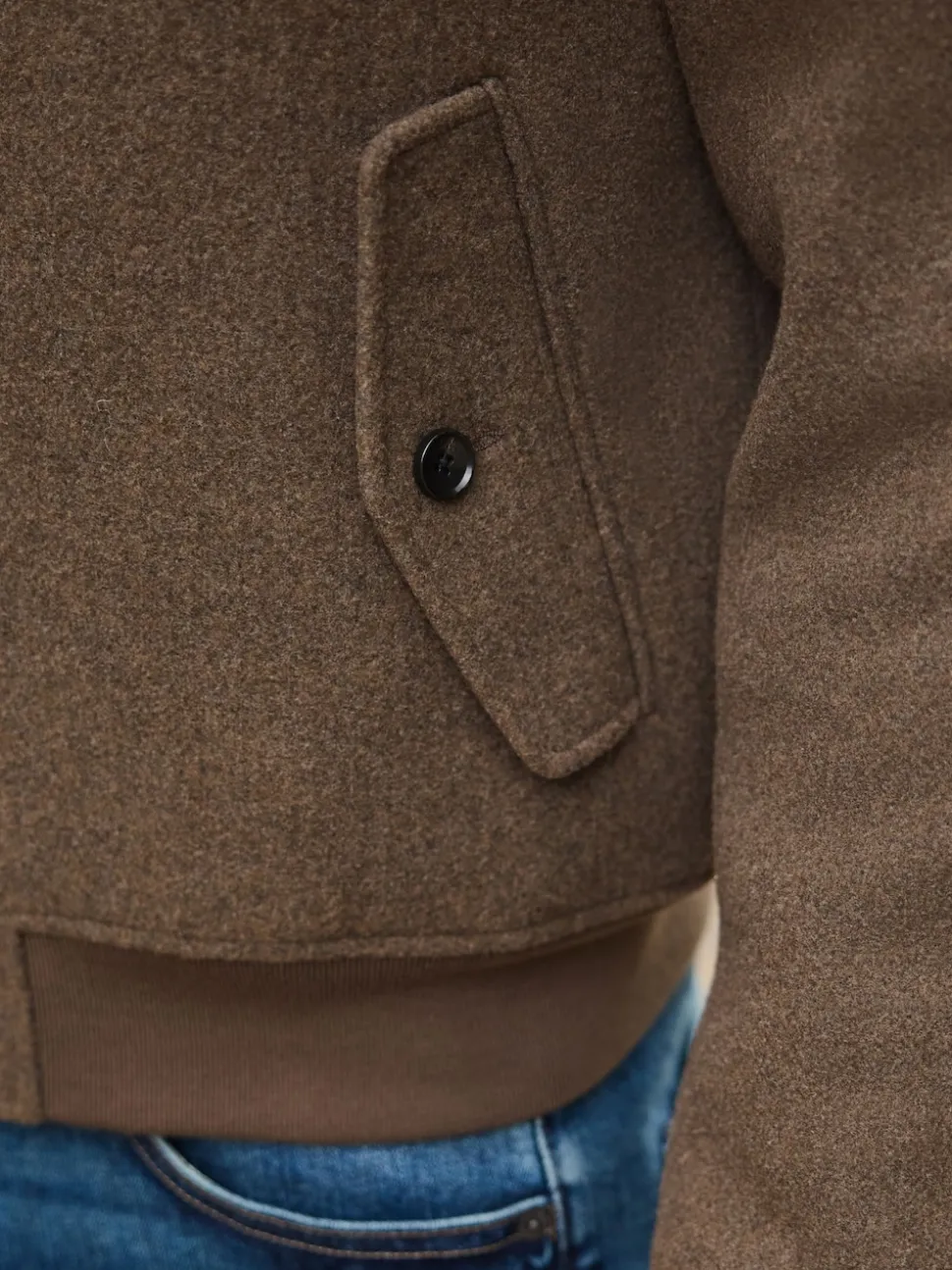 Neutral Wool Look Borg Lined Harrington Jacket