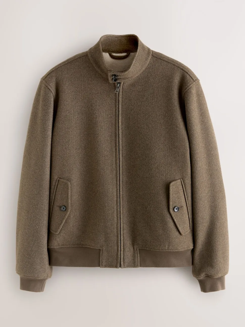 Neutral Wool Look Borg Lined Harrington Jacket