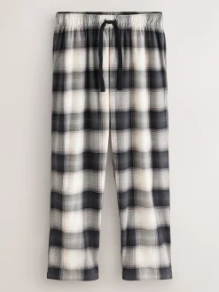 Neutral/Black Check Motionflex Cosy Open Hem Pyjama Bottoms 2 Pack