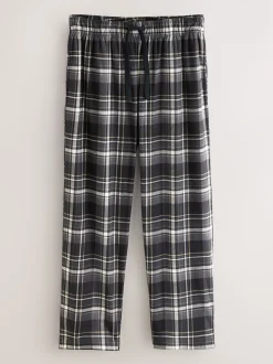 Neutral/Black Check Motionflex Cosy Open Hem Pyjama Bottoms 2 Pack