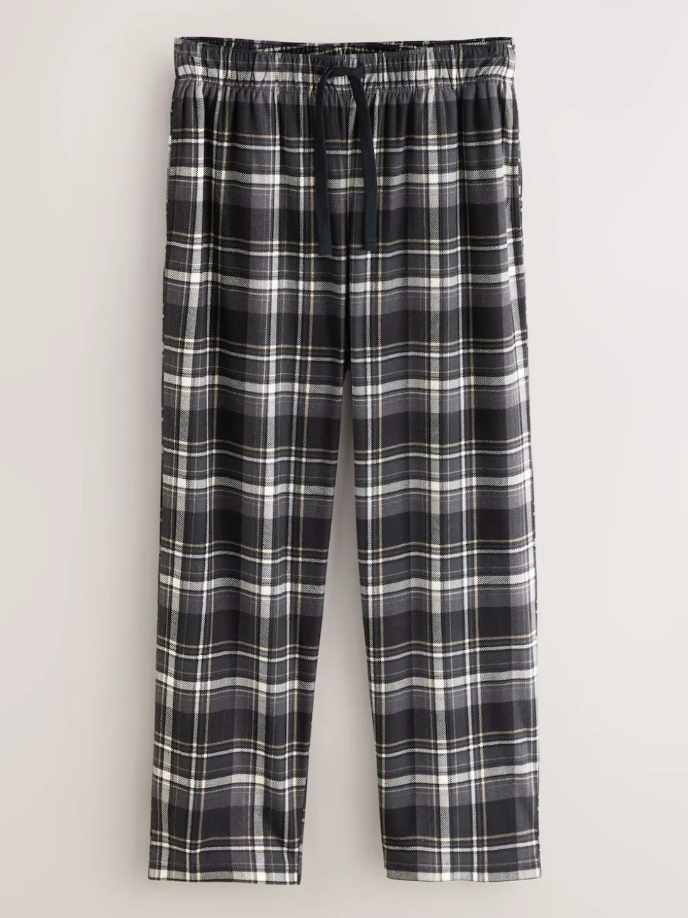 Neutral/Black Check Motionflex Cosy Open Hem Pyjama Bottoms 2 Pack