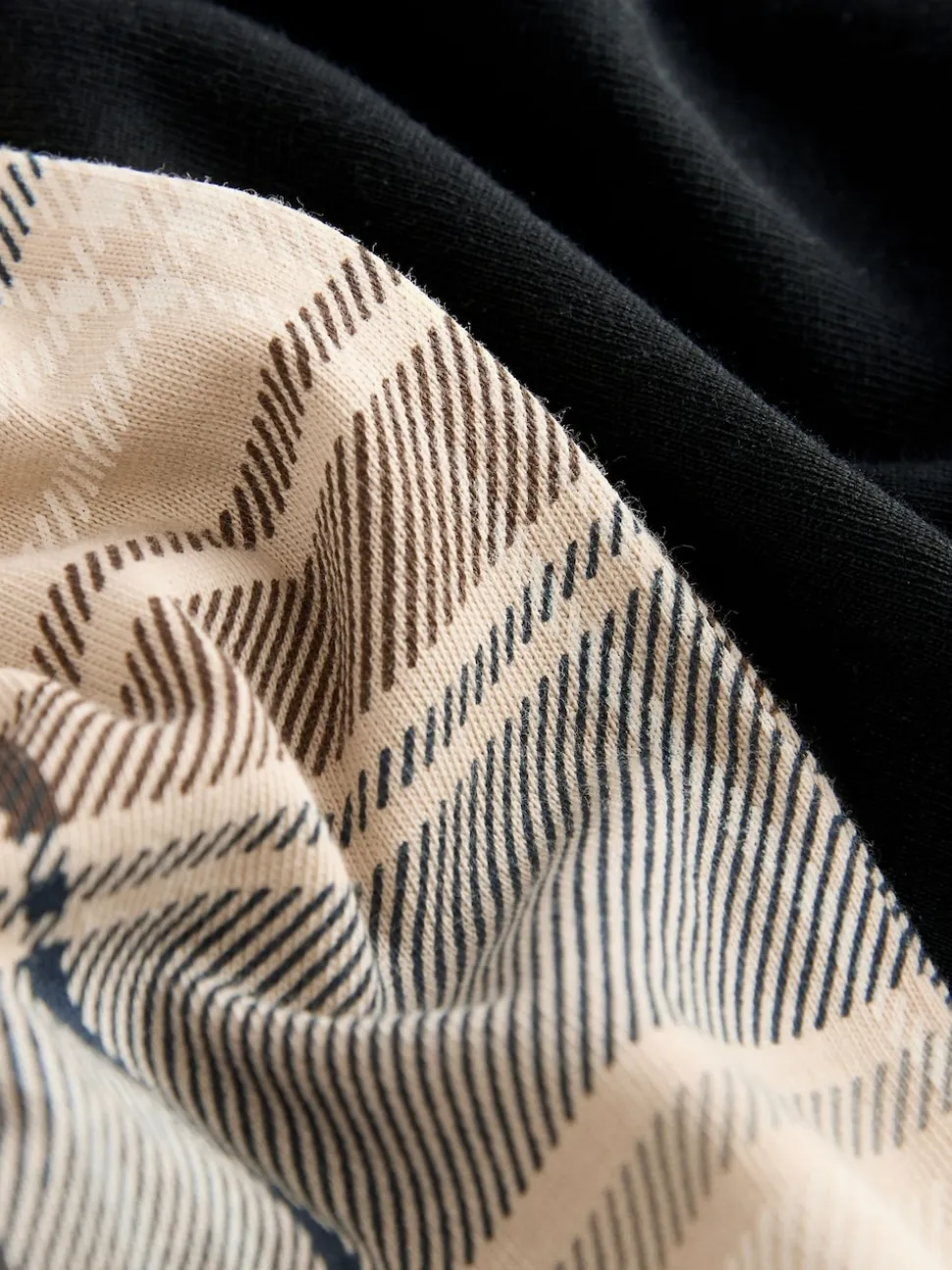 Neutral/Black Check Short Sleeve Jersey Pyjamas Set