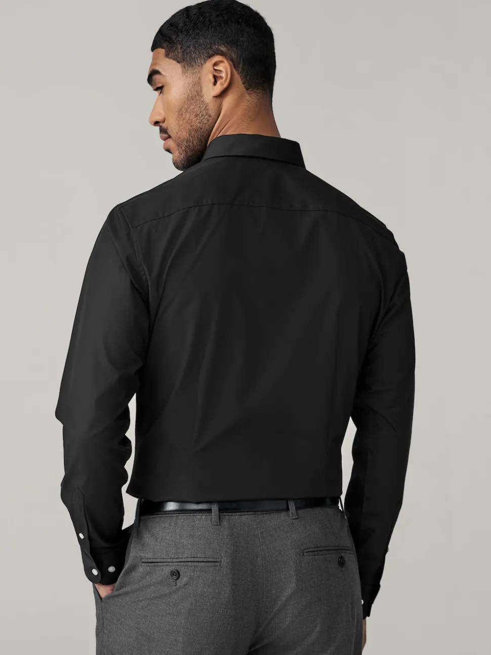 Neutral/Ecru/Black Slim Fit Easy Care Textured Single Cuff Smart Shirts 3 Pack