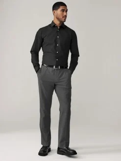 Neutral/Ecru/Black Slim Fit Easy Care Textured Single Cuff Smart Shirts 3 Pack