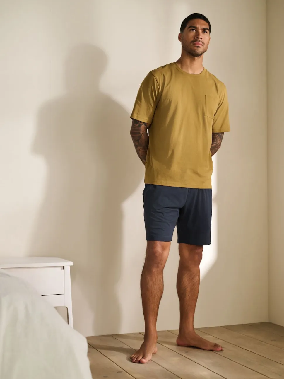 Neutral/Khaki Green Jersey Short Pyjamas Set 2 Pack