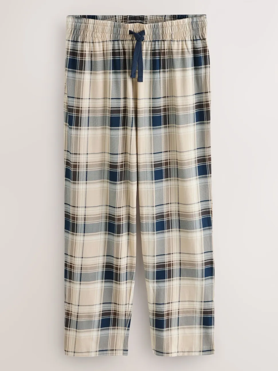 Neutral/Navy Check Jersey Short Sleeve Pyjamas Set 2 Pack