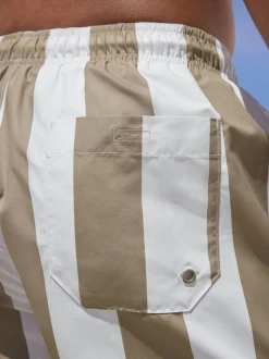 Neutral/White Stripe Swim Shorts