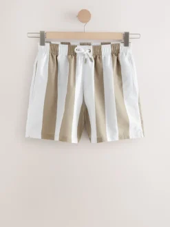 Neutral/White Stripe Swim Shorts
