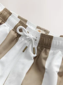Neutral/White Stripe Swim Shorts