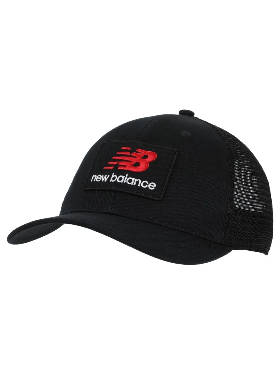 New Balance Black Stacked Patch Logo Trucker 100% Cotton Hat