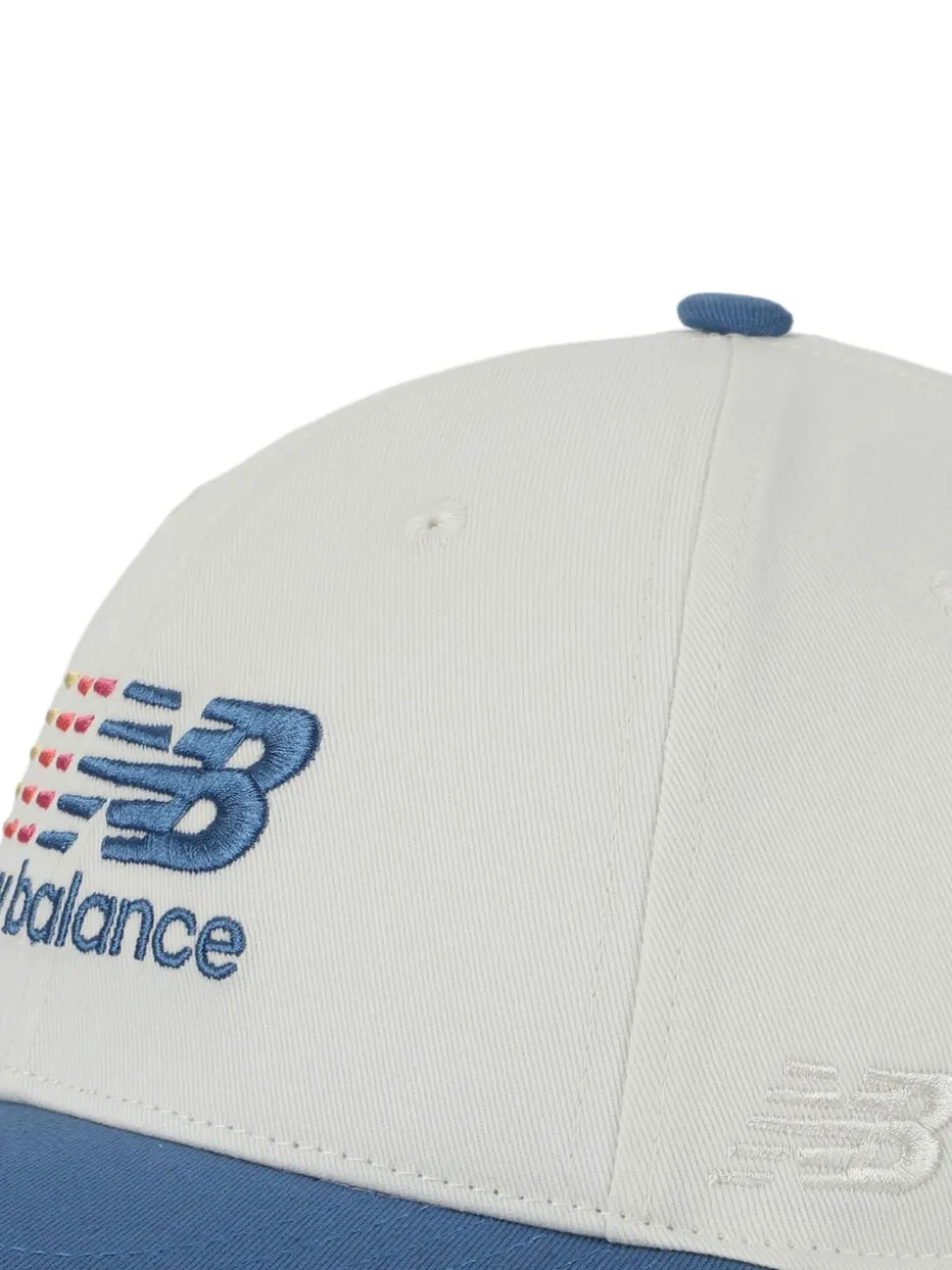 New Balance White 6 Panel Structured Athletics Multi Color Logo 100% Cotton Hat