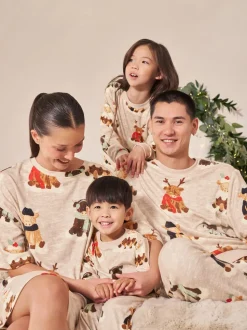 Oatmeal Hamish The Highland Cow Matching Family Christmas Pyjamas