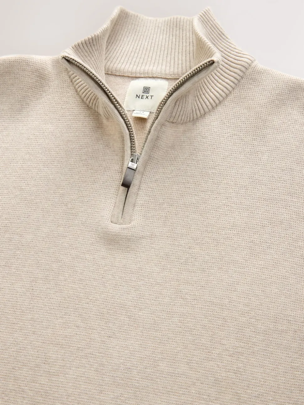Oatmeal Plain N.Premium Regular Fit 100% Cotton Premium Quarter Zip Jumper