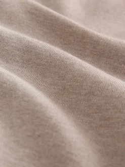 Oatmeal Zip Neck N.Premium Regular Fit Premium Mid Weight Long Sleeve Knit Polo Shirt