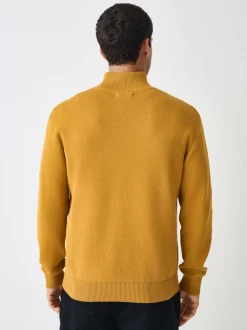 Ochre Yellow Plain N.Premium Regular Fit 100% Cotton Premium Quarter Zip Jumper
