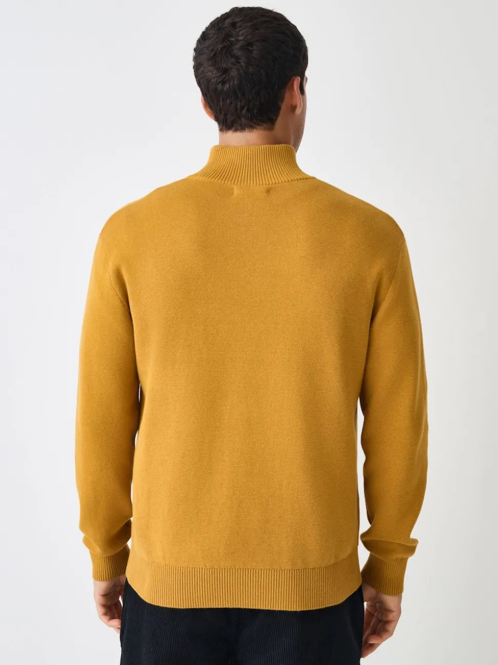 Ochre Yellow Plain N.Premium Regular Fit 100% Cotton Premium Quarter Zip Jumper