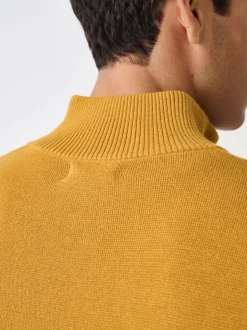 Ochre Yellow Plain N.Premium Regular Fit 100% Cotton Premium Quarter Zip Jumper