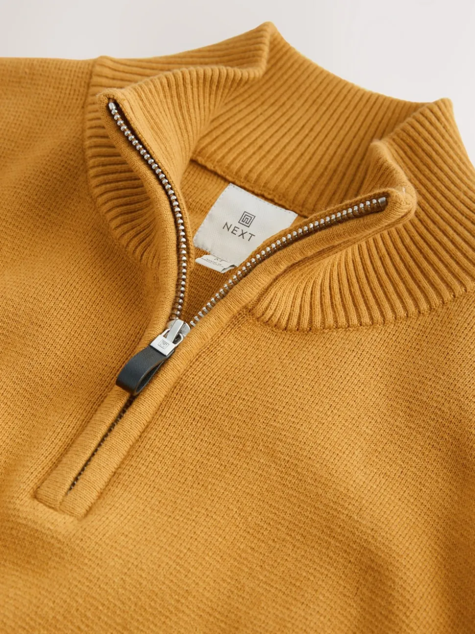 Ochre Yellow Plain N.Premium Regular Fit 100% Cotton Premium Quarter Zip Jumper