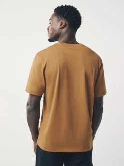 Ochre Yellow Regular Fit Essential Crew Neck Cotton T-Shirt