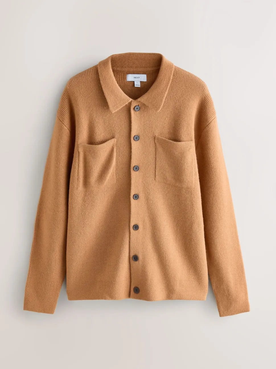Ochre Yellow Regular Fit Twin Pocket Collared Cardigan with Wool