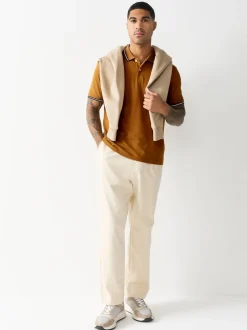 Ochre Yellow Regular Fit Short Sleeve Tipped Polo Shirt