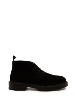 Off The Hook Black Axel Suede Chukka Ankle Lace-Up Black Boots