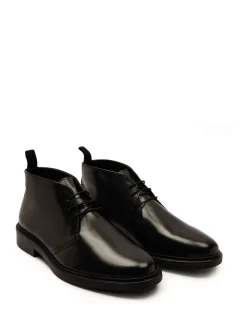 Off The Hook Black Loki Black Leather Lace-Up Boots